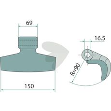 Hammerslag 69/150mm, perfekt passform med 16,5mm hull for effektiv bruk.
