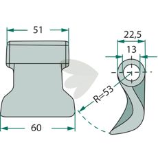 Hammerslag 51/60mm, designet for styrke med 13mm hull.