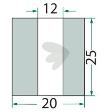 Bussing for slage Rousseau, 20x25mm med hull 12mm, perfekt for ulike maskiner.