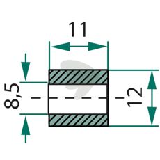 Bussing for slage 11x12mm med hull 8,5mm, pålitelig for landbruksmaskiner.