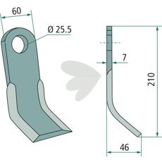 Y-slag Seko med hull på 25,5 mm, egnet for forskjellige landbruksapplikasjoner.