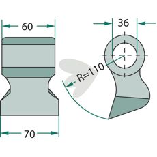 Hammarslag med størrelse 78/75 mm og hull på 35,5 mm, for robuste maskinanvendelser.