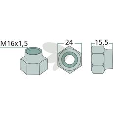 M16x1,5 mm mutter, perfekt for sikre og holdbare festelementer.
