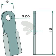 Slagkniv fra Sovema, Sicma, med hull 25,5 mm, profesjonell kvalitet.