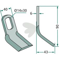 Y-slag 40X90 mm med hull 14X30 mm, effektiv for små skjærejobber.