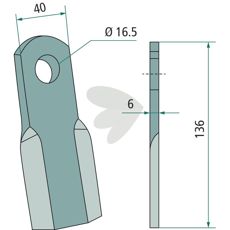 Slagkniv fra Sovema med hull 16,5 mm, robust og pålitelig.
