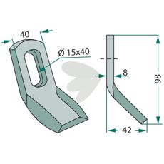 Twose Y-slag S.M.A. med hull 15X40mm, perfekt for robuste maskiner.