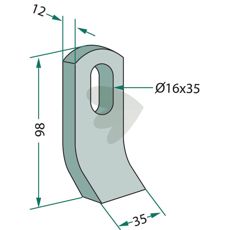 S.M.A. slagkniv med hull 16X35 mm, effektiv og slitesterk for krevende arbeidsmiljøer.