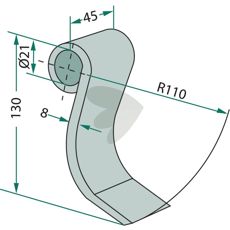 Slagkniv av høy kvalitet for Spearhead med 21 mm hull for robust bruk.