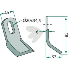 Y-slag Seppi med hull 20X34,5mm, slitesterk og pålitelig for bruk.