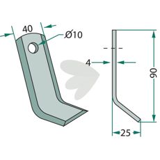 Y-slegge Agria, hull 10mm, effektiv for presisjon i landbruk.