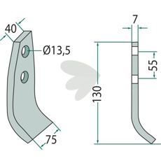 Sleggekniv Taarup 75X130mm med hull 13,5 mm, perfekt for kraftig skjæring.