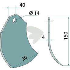 Sleggekniv Taarup med hull 14 mm, utmerket ytelse for landbruksmaskiner.