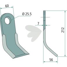 Holdbar Y-hakke Tierre 60X212mm med hull på 25,5mm, perfekt for landbruk.