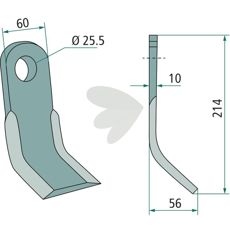 Kraftig Y-hakke Tierre, dimensjoner 60X214mm og hull på 25,5mm, for effektiv bruk.