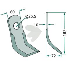 Y-hakke Tortella 60X187mm, hull på 25,5mm, konstruert for effektiv skjæring og sliping.