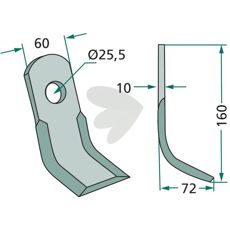 Sterk Y-hakke Tortella 60X160mm med 25,5mm hull, utmerket for tunge oppdrag.
