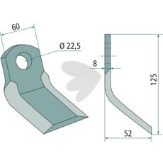 Y-hakke Tortella 22,5mm, 125mm lang, bra for presisjonsarbeid innen landbruk.