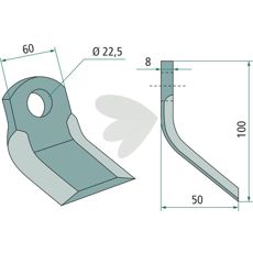 Y-hakke Tortella med 22,5mm og 100mm lengde, ideell for smidige operasjoner.