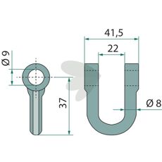 Sjakkel Terranova 41,5mm, sterk konstruksjon for sikker tilkobling og støtte.