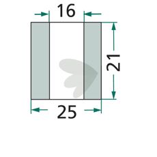 Bøsning for Votex med målene 21X25mm og et hull på 16mm, ideell for maskinreparasjon.