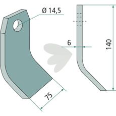 Ugeløse slagkniv med hull på 14,5 mm, perfekt for effektiv kutting og bearbeiding.