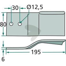 6 mm tykk slagkniv, robust og pålitelig for ulike landbruksapplikasjoner.