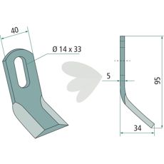 Fischer Y-hakke med dimensjonene 14X33mm, uunnværlig for presisjon i maskinverktøy.