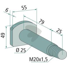M20 skrue 10.9 for pålitelig montering, standard 1,5 mm.