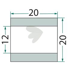 Bushing for Votex hakke, 20x20mm med hull 12mm.