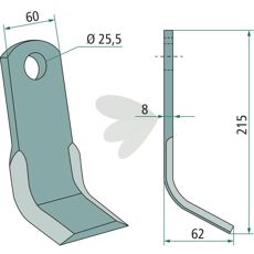 Desvoys Y-kniv med hull 25 mm for effektive jordbehandlinger.