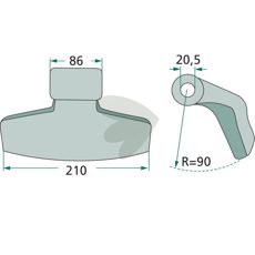 Hammerkniv 20,5 mm for traktorer og landbruksmaskiner, av høy kvalitet.
