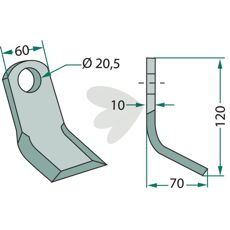 Y-kniv Zappator 60x120 mm, utmerket valg for landbruksutstyr og maskiner.