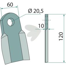 Kniv 10X25, 5X60, ideell for presis skjæring i landbruk og industri.