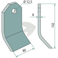 Slagkniv OMARV 80x142 mm med hull 12,5 mm, holdbar og effektiv i bruk.