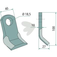Y-kniv Palladino med 18,5 mm hull for effektiv bruk innen landbruk.