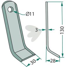 Y-slag for Kverneland og Maletti med 11mm hull, perfekt for bruk i felt.