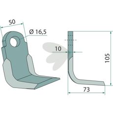 Vinkelkniv for effektiv kutting og redskapsvedlikehold innen landbruk.