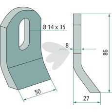 Slagkniv Palladino med hull for nøyaktig passform og holdbarhet i bruk.