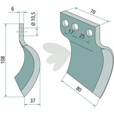 Høyre kniv for Davis, ideell for effektiv bearbeiding av jord.