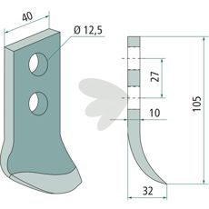 Holdbar kniv for grøftfres AFR-modeller, gir nøyaktig skjæring.