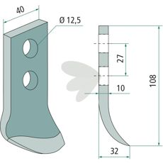 Kniv for AFR/2R grøftfres, optimal for skjæring og graving.