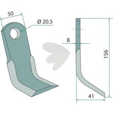 Y-kniv for Hymach med 20,5 mm hull, effektiv for markarbeid.