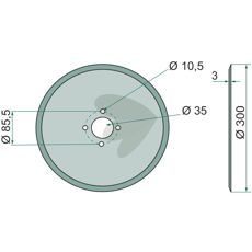Glatt tallerken Ø 300 X 3 mm, holdbar og effektiv for dine landbruksbehov.