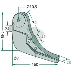 Såskjær 23X145mm, sikrer jevn såing etter Kvernelands standard.