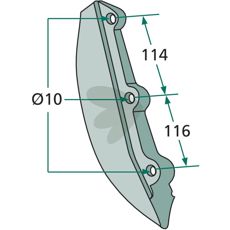 Skjærkile for Kongskilde, med mål 116x114mm, beregnet for robust bruk.