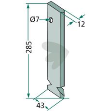 Såskjær for Fiona med dimensjoner 43x285mm, konstruert for effektivitet.