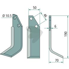 Adriatica jordfreskniv 46mm, optimalisert for fresing og jordbehandling.