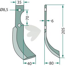 Adriatica jordfreskniv 70mm, effektiv for å bearbeide ulike jordtyper.