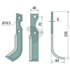 Venstre jordfreskniv Adriatica 70mm, perfekt for små hager og dyrking.
